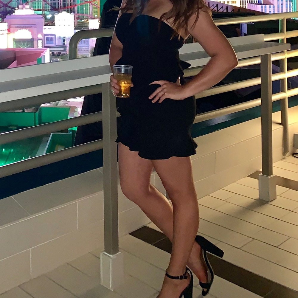 Black ruffled minidress